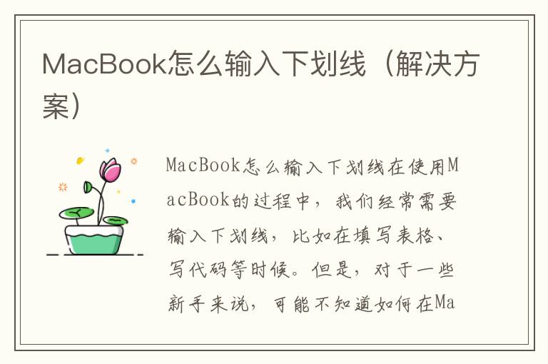 MacBook怎么输入下划线（解决方案）