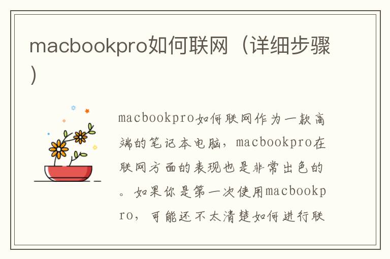 macbookpro如何联网（详细步骤）