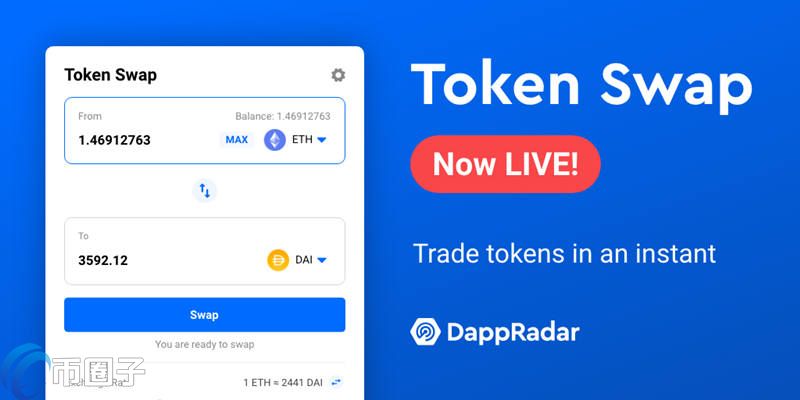 DappRadar数据网站推出兑币平台Token Swap 进一步增加用户留存