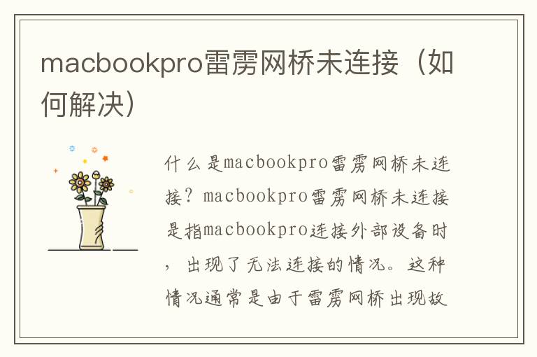 macbookpro雷雳网桥未连接（如何解决）