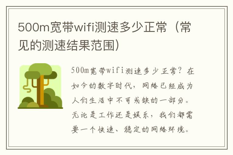 500m宽带wifi测速多少正常（常见的测速结果范围）