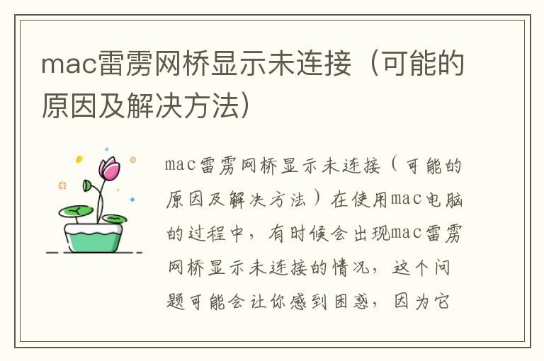 mac雷雳网桥显示未连接（可能的原因及解决方法）