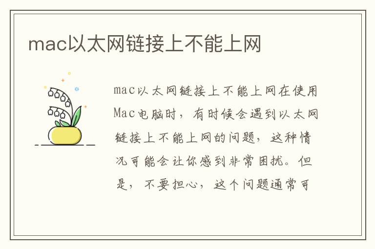 mac以太网链接上不能上网