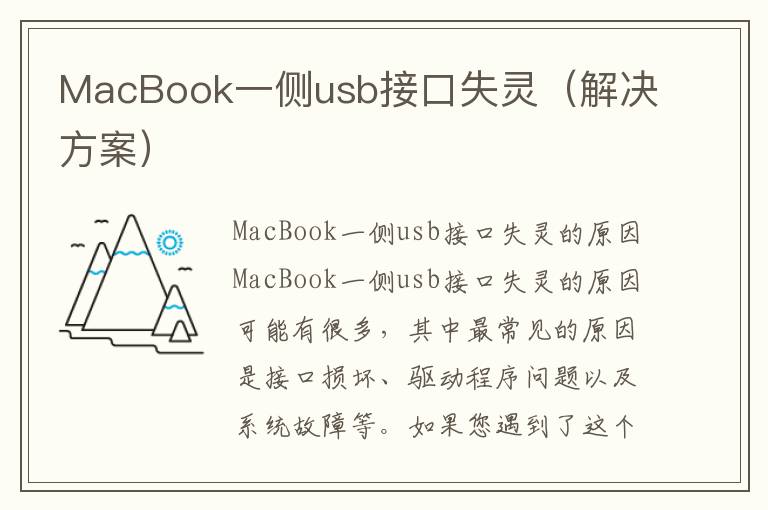 MacBook一侧usb接口失灵（解决方案）